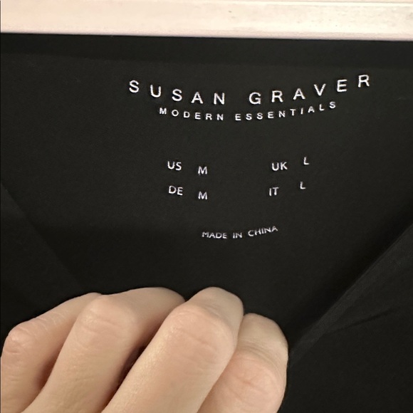 2 Susan Graver liquid knit black tops. Medium EUC - Picture 3 of 3